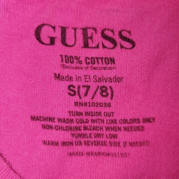 Guess small 7/8 girls pink cotton tee - Picture 3 of 5